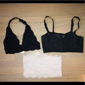 Lace Bralette Bundle (black and gray)